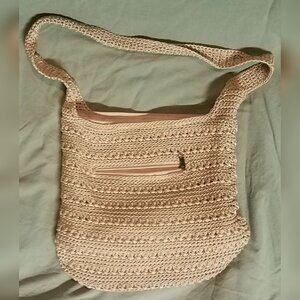 Macramé Type Lined Shoulder Bag Purse